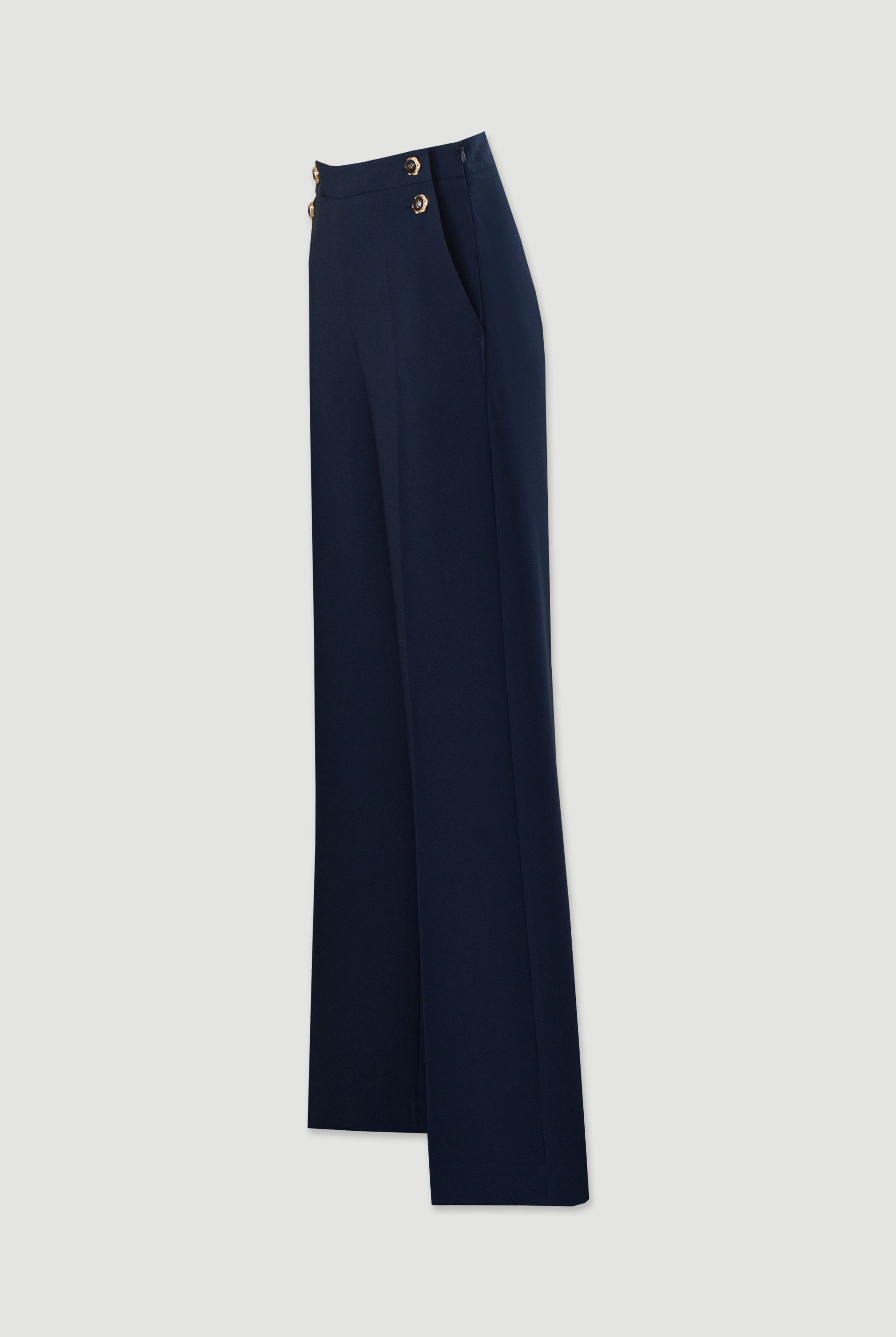 CALÇA FERRACHE WIDE LEG COM DETALHE BOTÃO PERSONALIZADO - Carla Valente