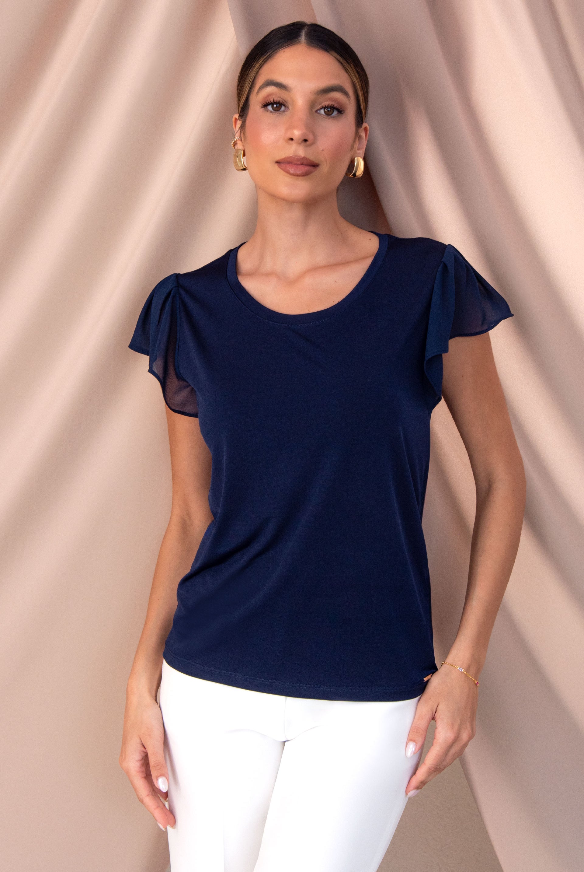 BLUSA FERRACHE COM FOLHO NA MANGA EM TECIDO - Carla Valente
