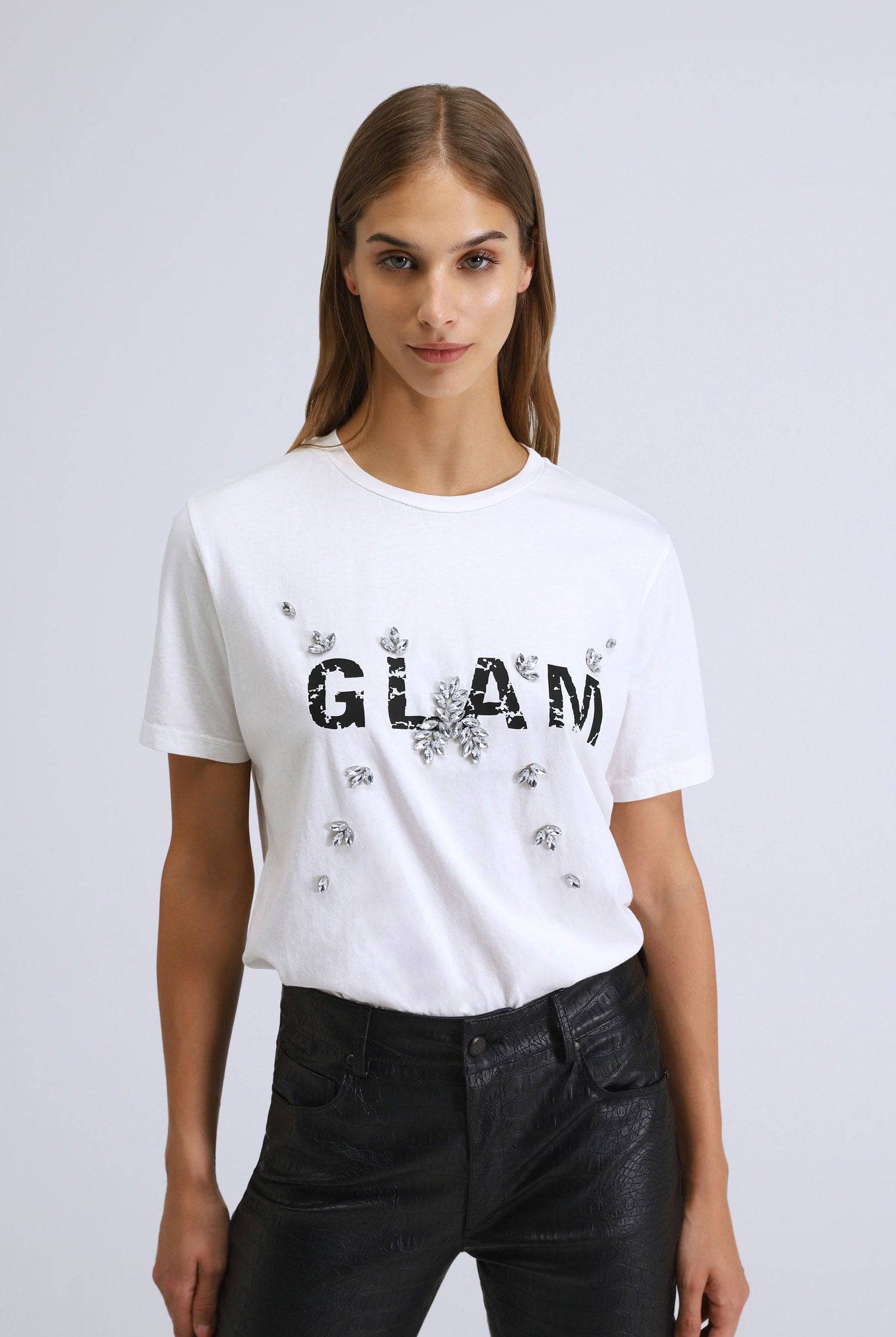 T-SHIRT PLEASE GLAM C/BRILNHTS - Carla Valente