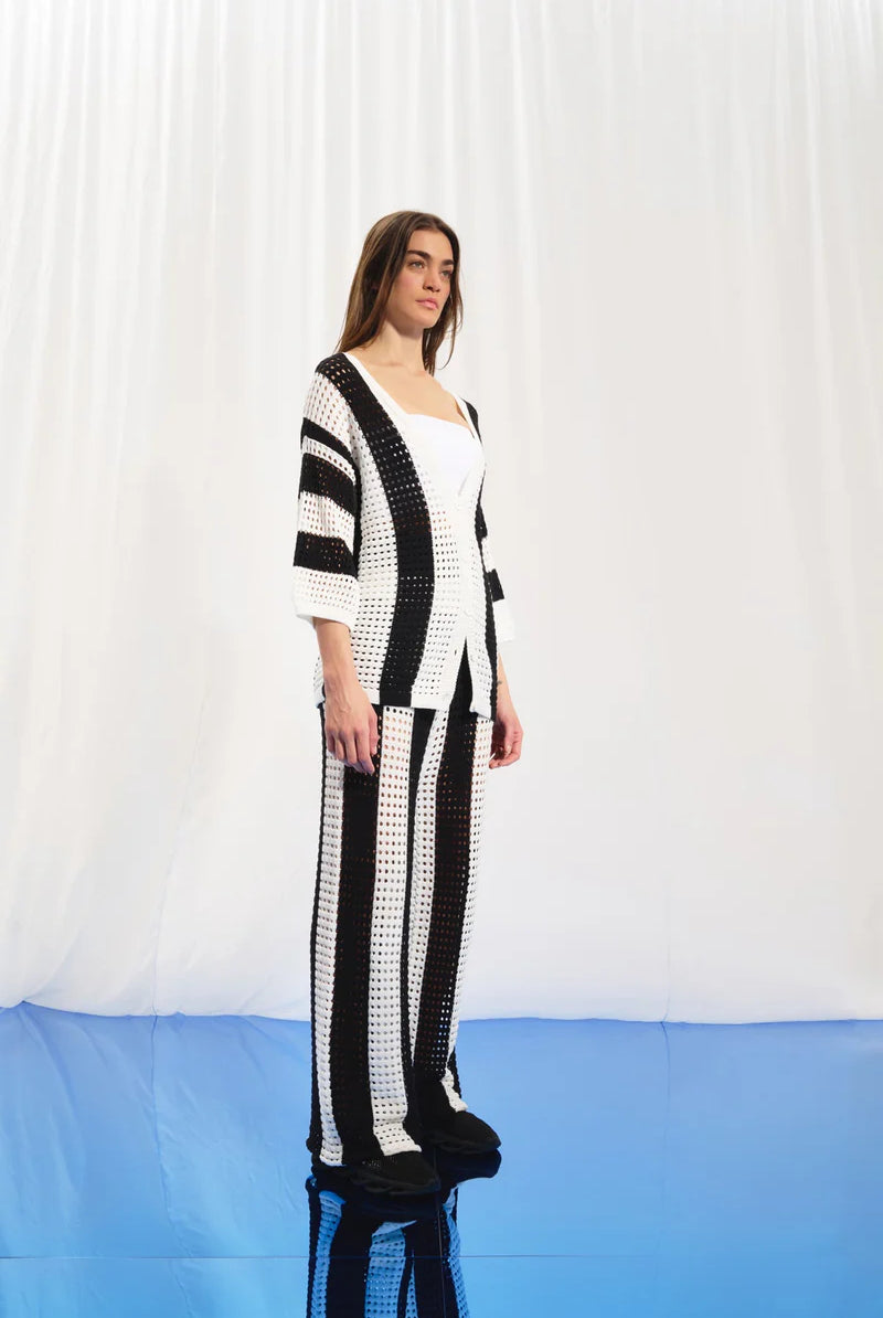 CALÇA VDR DE MALHA CONTRASTE PRETO E BRANCO - Carla Valente