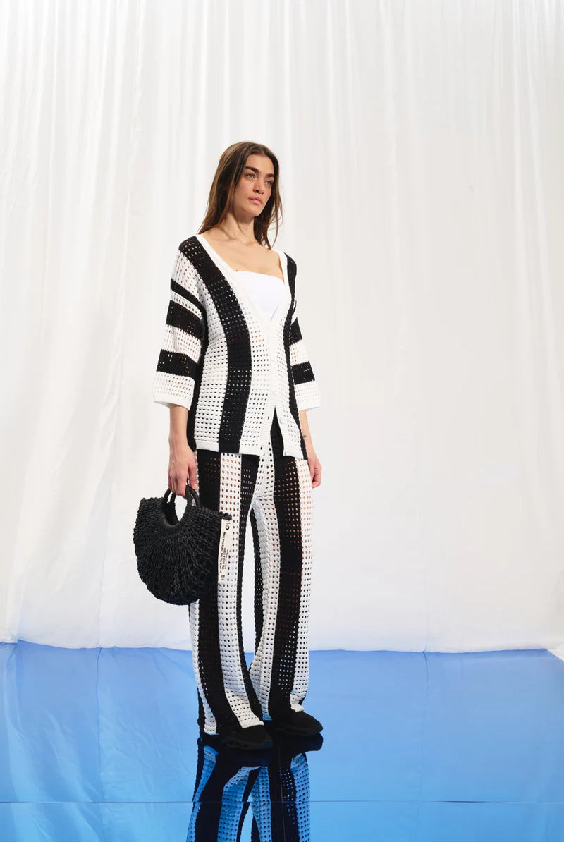 CALÇA VDR DE MALHA CONTRASTE PRETO E BRANCO - Carla Valente