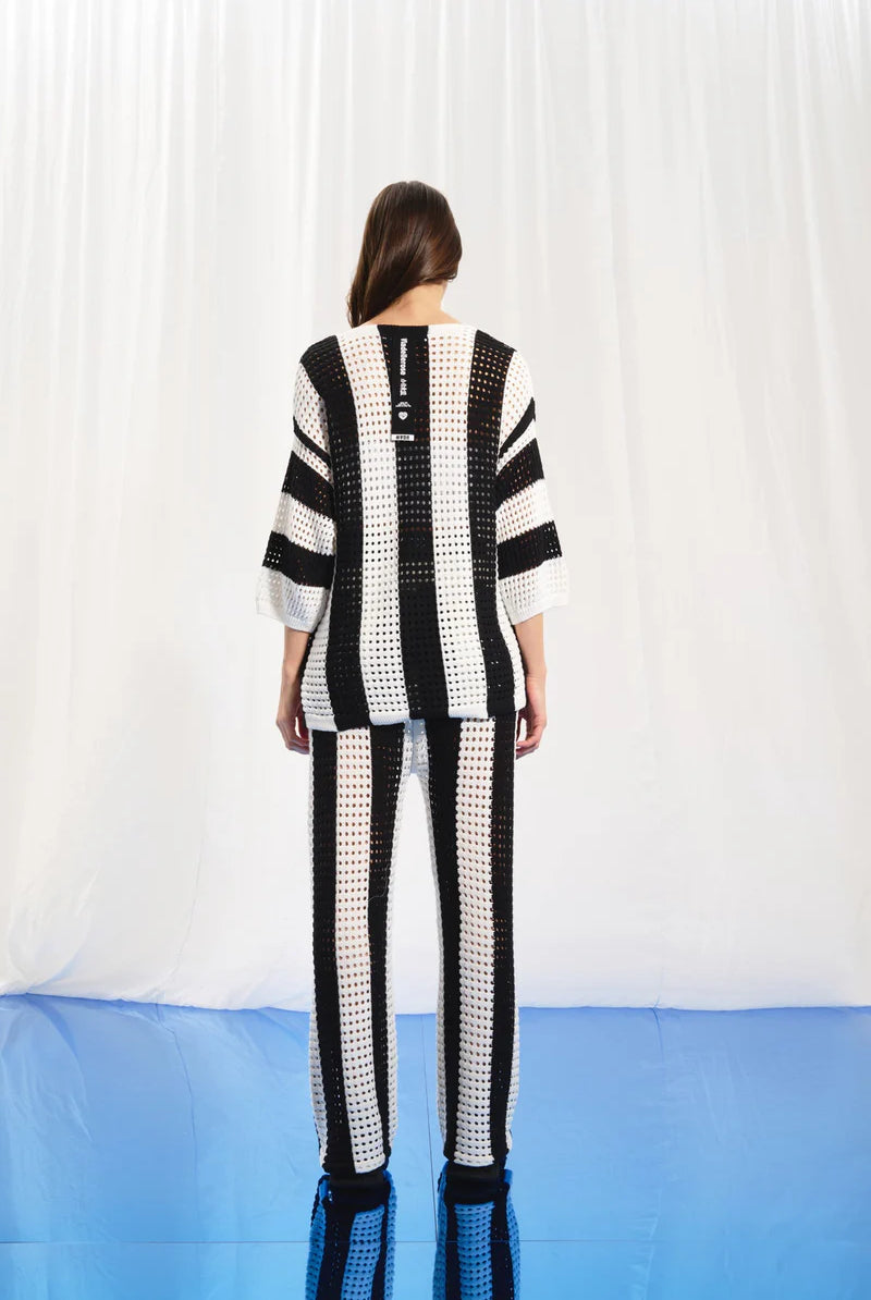 CALÇA VDR DE MALHA CONTRASTE PRETO E BRANCO - Carla Valente