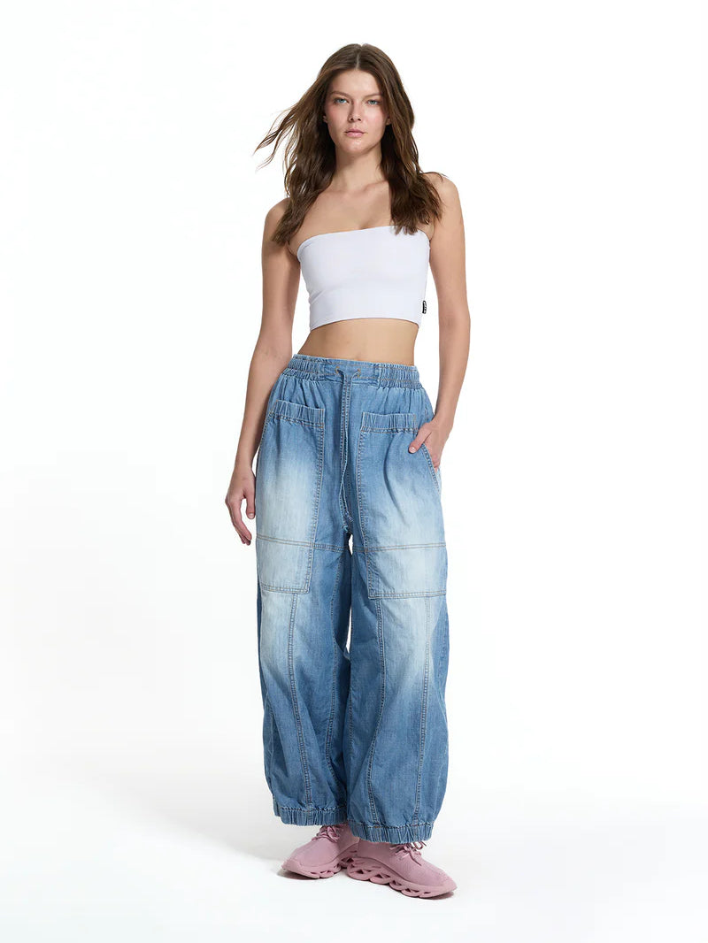 CALÇAS VDR BALLOON JEANS BOLSO FRONTAL ELÁSTICO NA CINTA - Carla Valente