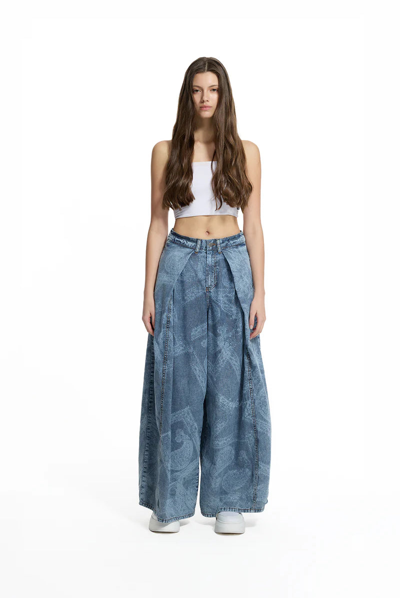 CALÇAS VDR WIDE LEG ESTAMPADA COM PINÇAS - Carla Valente
