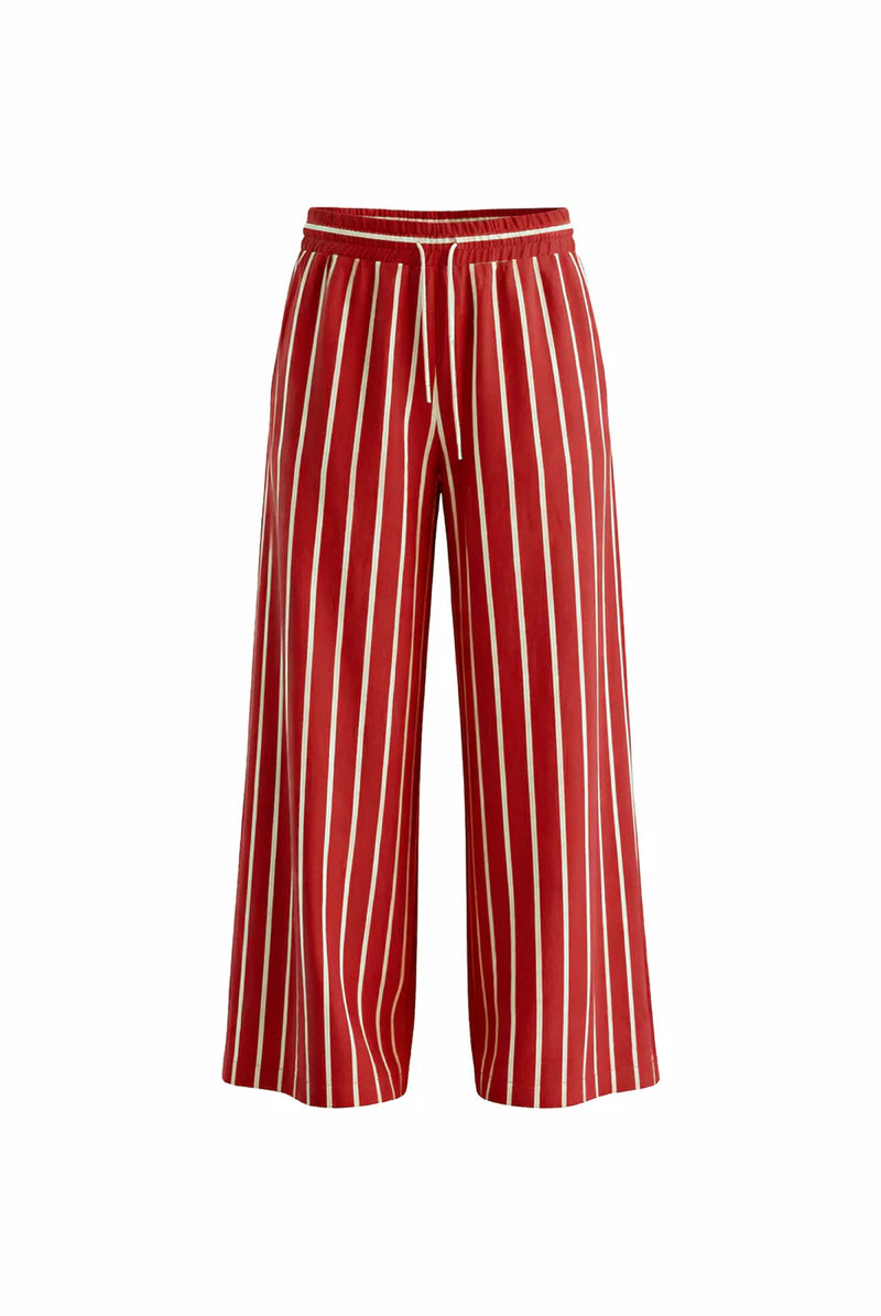 CALÇAS VDR WIDE LEG RISCAS CINTA COM ELÁSTICO COM CORDÃO - Carla Valente