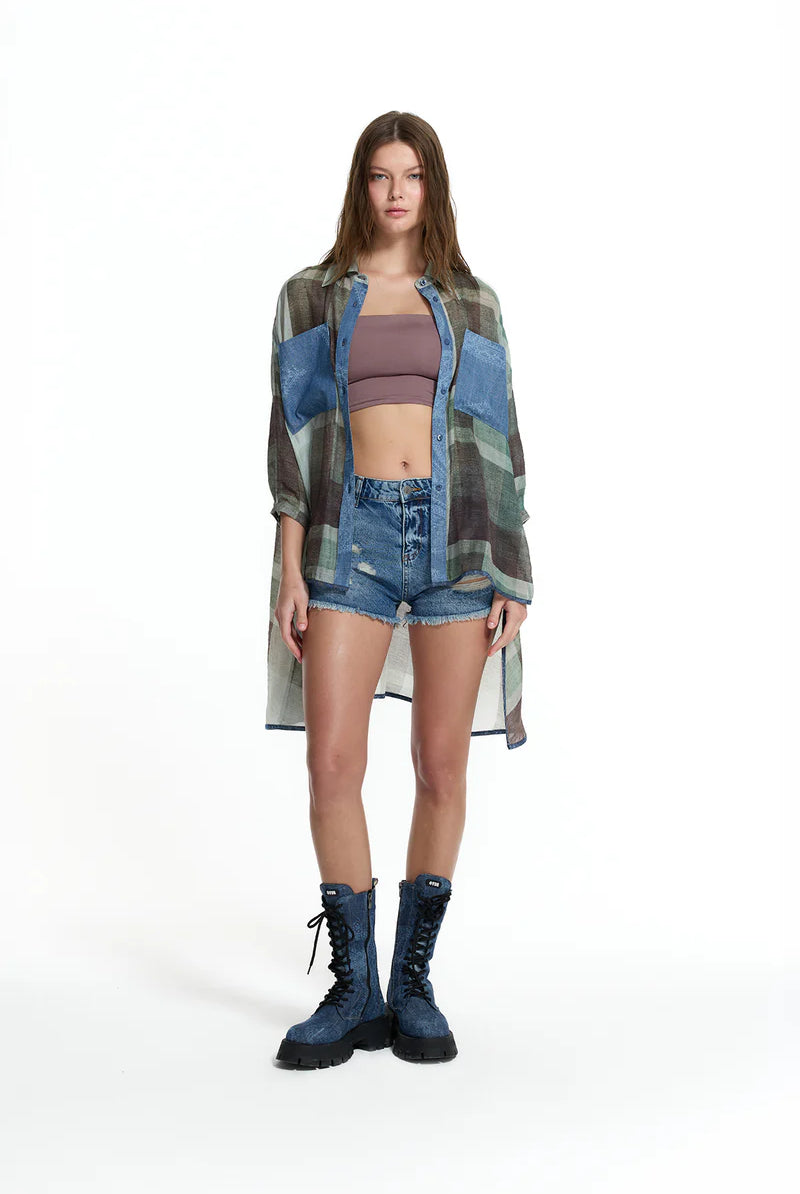 CAMISA VDR AO XADREZ BOLSO EM GANGA - Carla Valente
