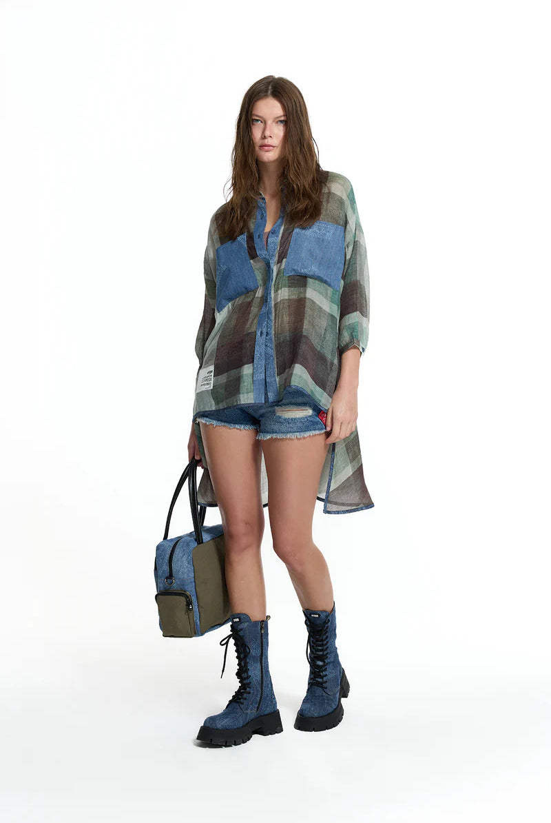CAMISA VDR AO XADREZ BOLSO EM GANGA - Carla Valente