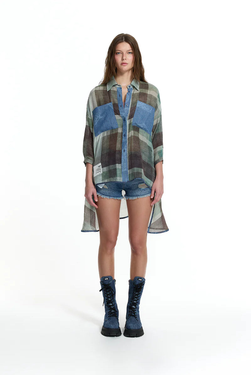 CAMISA VDR AO XADREZ BOLSO EM GANGA - Carla Valente