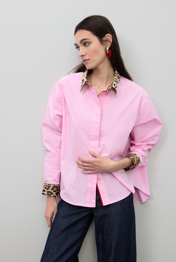 CAMISA LOLA CASADEMUNT EM POPELINE COM PUNHOS E GOLA ANML PRINT - Carla Valente