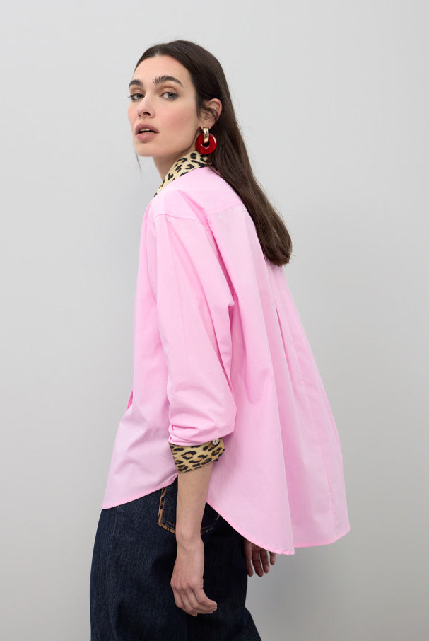 CAMISA LOLA CASADEMUNT EM POPELINE COM PUNHOS E GOLA ANML PRINT - Carla Valente