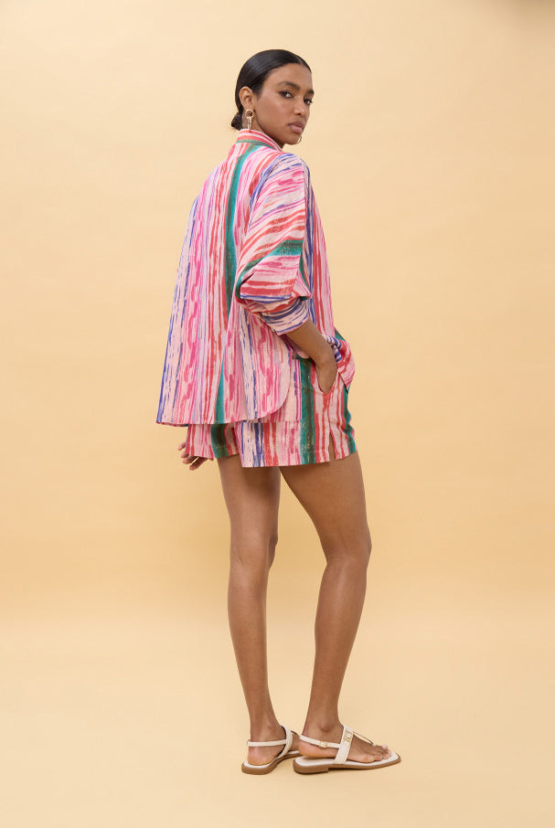 CAMISA LOLA CASADEMUNT OVERSIZE RISCAS MULTICOLOR LÚREX - Carla Valente