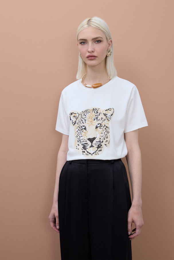 T-SHIRT MAITE FACE LEOPARDO COM MISSANGS - Carla Valente