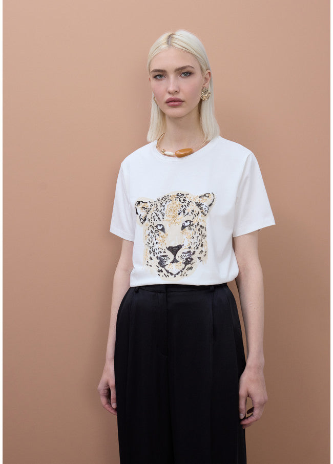 T-SHIRT MAITE FACE LEOPARDO COM MISSANGS - Carla Valente