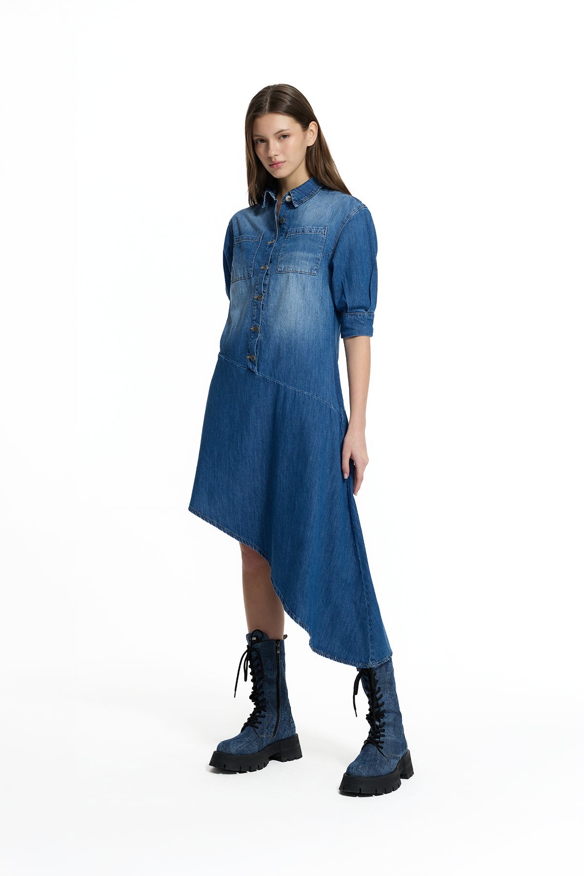 VESTIDO VDR CAMISEIRO GANGA ASSIMÉTRICO C/ CINTO - Carla Valente