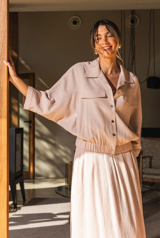 SAIA FERRACHE MIDI EM LINHO C/PREGAS - Carla Valente