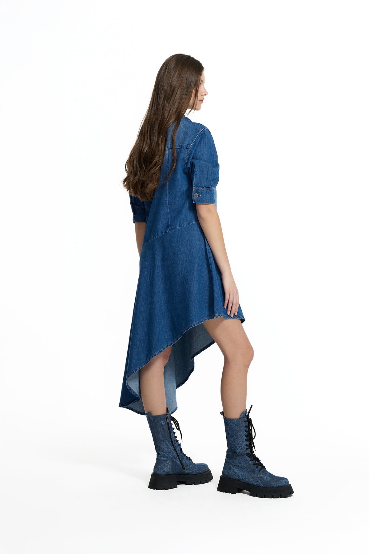 VESTIDO VDR CAMISEIRO GANGA ASSIMÉTRICO C/ CINTO - Carla Valente
