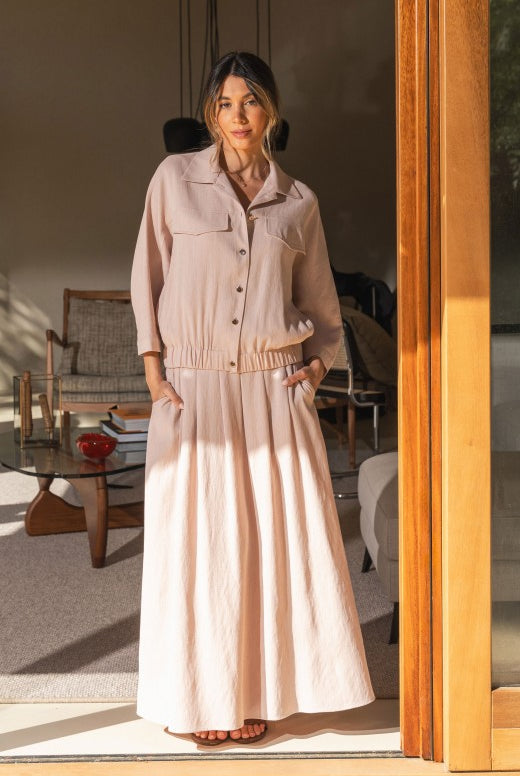 SAIA FERRACHE MIDI EM LINHO C/PREGAS - Carla Valente