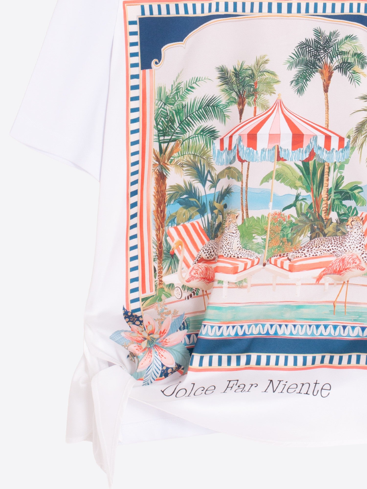 T-SHIRT VILAGALLO COM ESTAMPA DOLCE FAR NIENTE NÓ LATERAL - Carla Valente