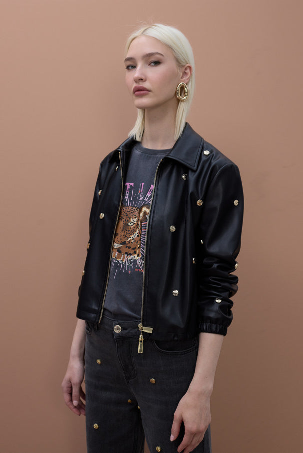 JACKET MAITE COM TACHAS REDONDAS EFEITO PELE - Carla Valente