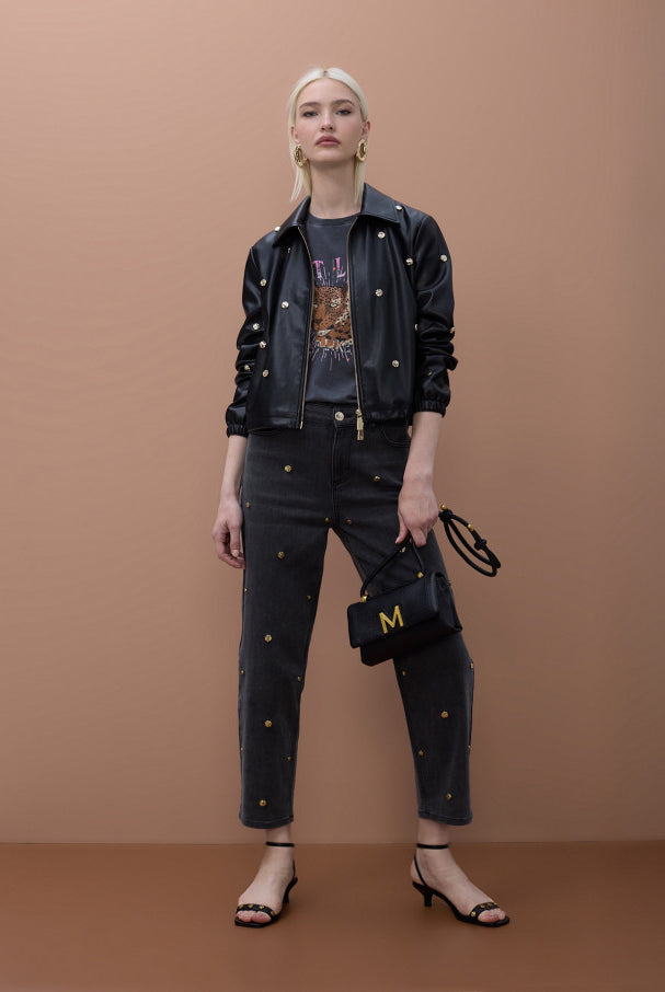 JACKET MAITE COM TACHAS REDONDAS EFEITO PELE - Carla Valente
