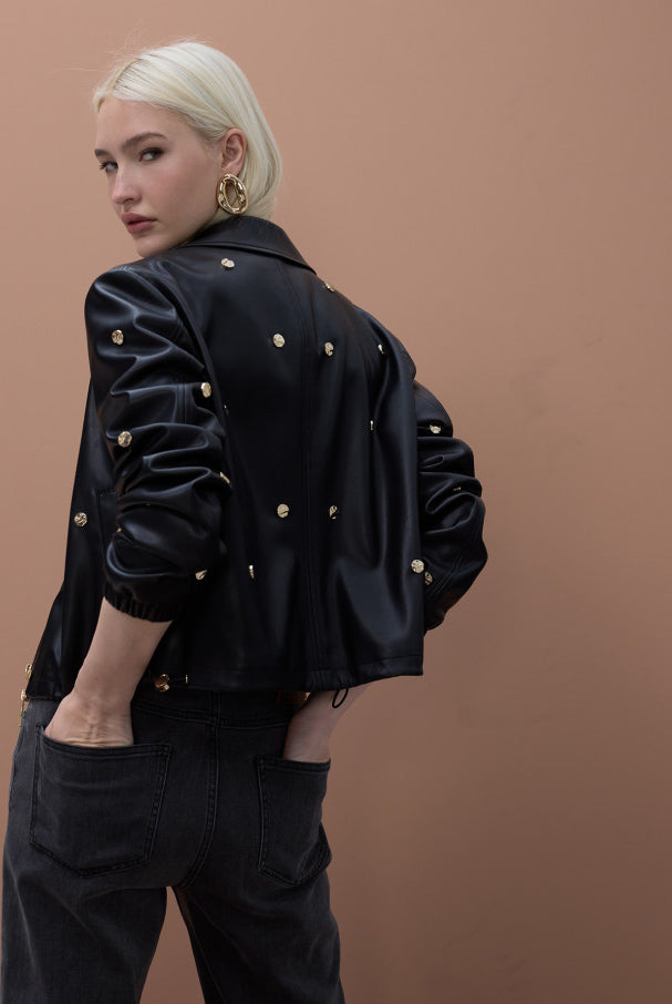 JACKET MAITE COM TACHAS REDONDAS EFEITO PELE - Carla Valente