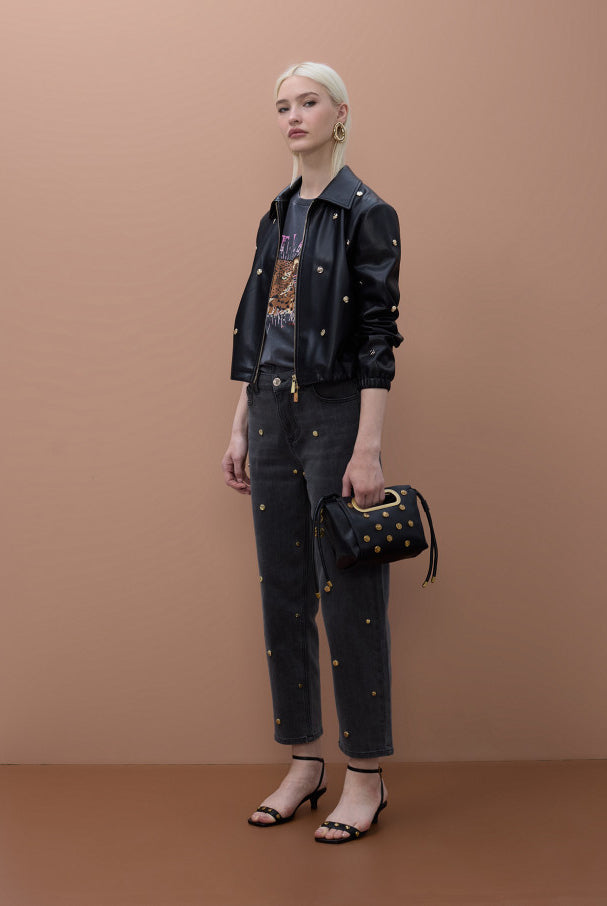 JACKET MAITE COM TACHAS REDONDAS EFEITO PELE - Carla Valente