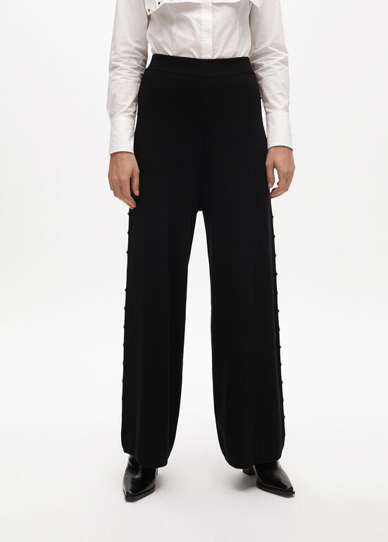 CALÇA LOLA CASADMMNT RETA DE MALHA TACHAS LATERAIS - Carla Valente