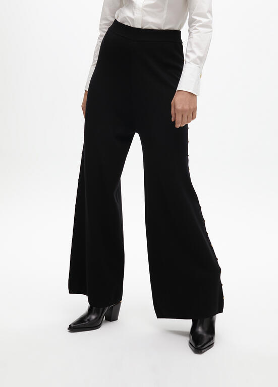 CALÇA LOLA CASADMMNT RETA DE MALHA TACHAS LATERAIS - Carla Valente