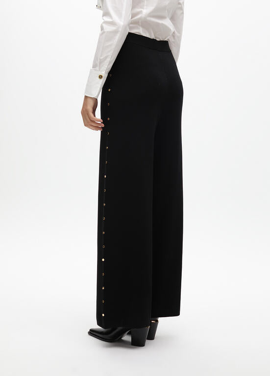 CALÇA LOLA CASADMMNT RETA DE MALHA TACHAS LATERAIS - Carla Valente
