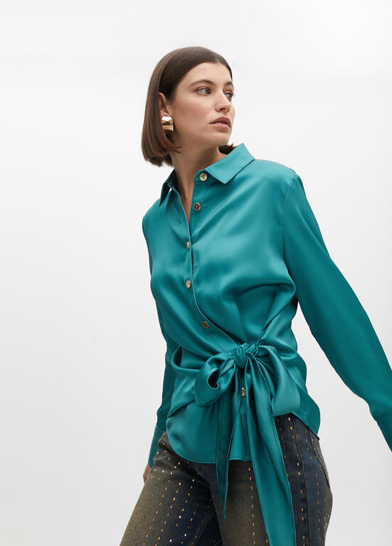 CAMISA LOLA CASADMNT COM DETALHE DE NÓ BAIXO - Carla Valente