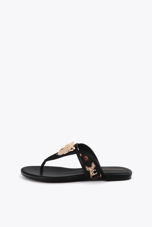 SANDÁLIA LOLA CASADMNT RASA ANIMAL PRINT E APLIQUE METAL - Carla Valente