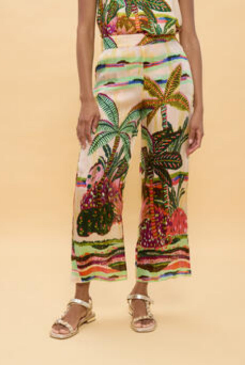 PANTALONA LOLA CASADMNT ESTAMPADAS COM PALMEIRAS MULTICOLORIDAS - Carla Valente
