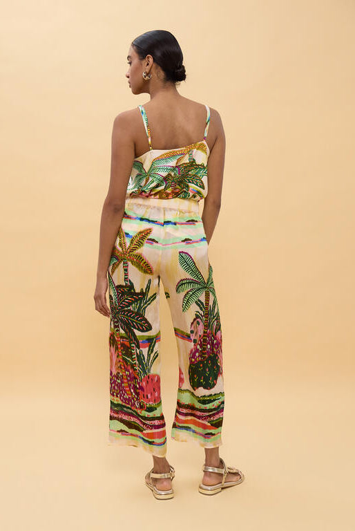 PANTALONA LOLA CASADMNT ESTAMPADAS COM PALMEIRAS MULTICOLORIDAS - Carla Valente