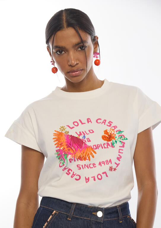 T-SHIRT LOLA CASADMNT DE PAPAGAIO COM PENAS - Carla Valente