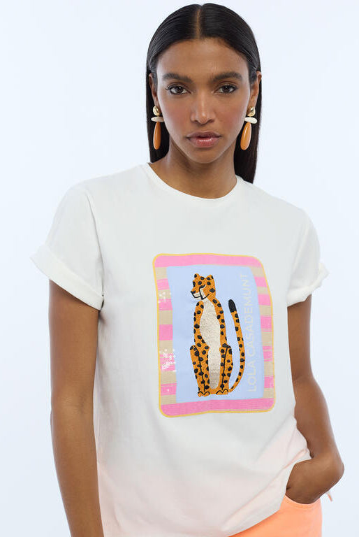 T-SHIRT LOLA CASADMNT COM BORDADO DE ANIMAL EM LANTEJOULAS - Carla Valente