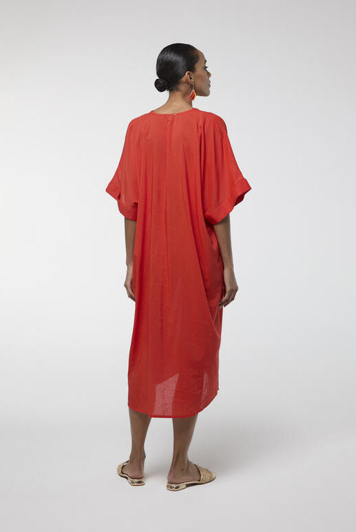 VESTIDO LOLA CASADEMUNT MIDI DE LINHO NÓ FRONTAL - Carla Valente