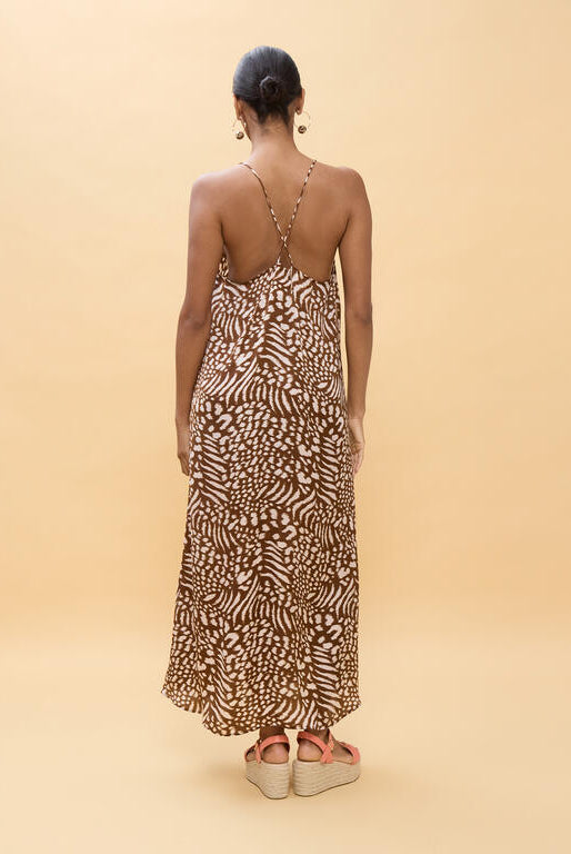 VESTIDO LOLA CASADMNT LONGO DE ALÇAS COM ESTAMPADO DE MANCHADO - Carla Valente