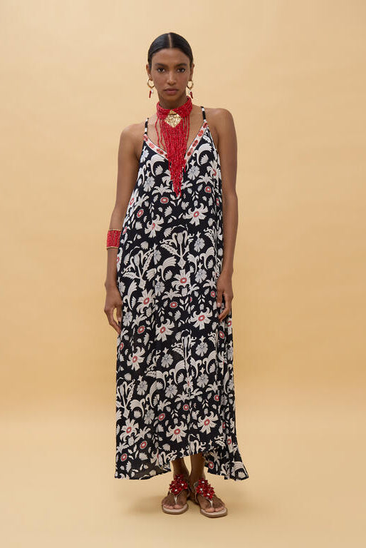 VESTIDO LOLA CASADEMUNT LONGO ESTAMPADO ÉTNICO COM ALÇAS - Carla Valente