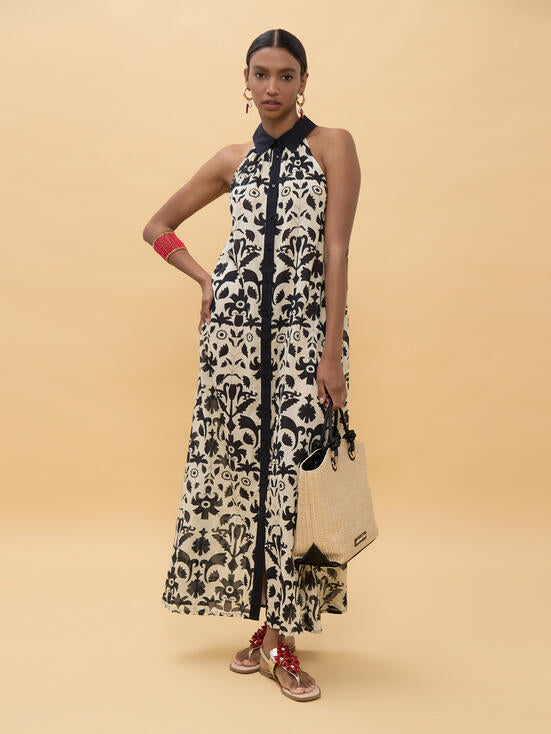 VESTIDO LOLA CASADEMUNT ESTAMPADO FLORAL CONTRASTE - Carla Valente