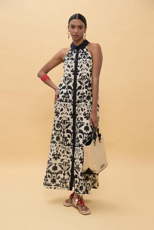 VESTIDO LOLA CASADEMUNT ESTAMPADO FLORAL CONTRASTE - Carla Valente