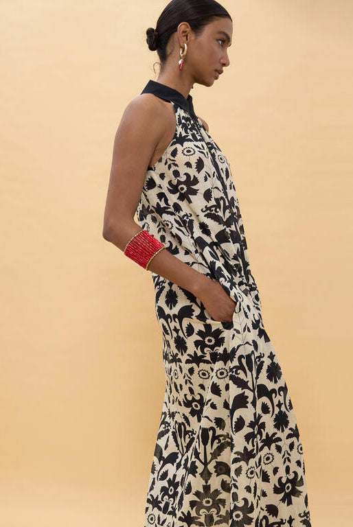 VESTIDO LOLA CASADEMUNT ESTAMPADO FLORAL CONTRASTE - Carla Valente