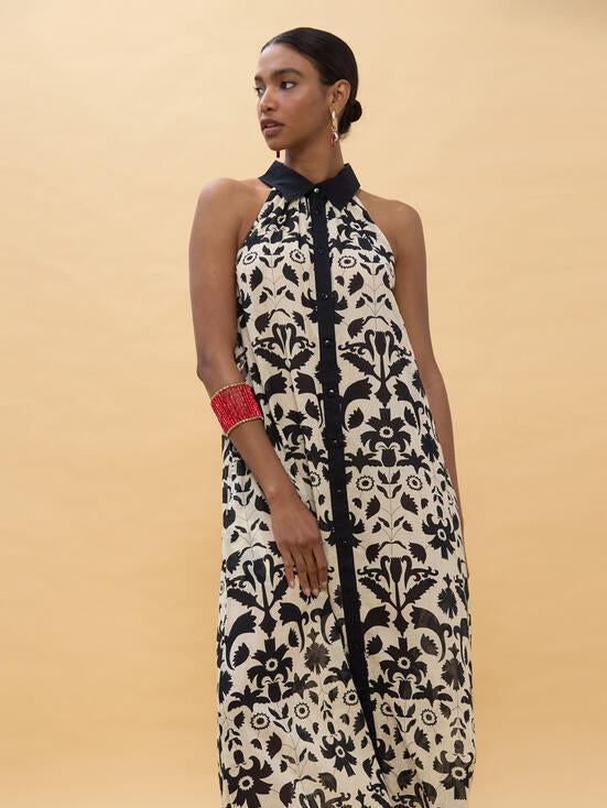 VESTIDO LOLA CASADEMUNT ESTAMPADO FLORAL CONTRASTE - Carla Valente