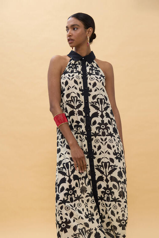VESTIDO LOLA CASADEMUNT ESTAMPADO FLORAL CONTRASTE - Carla Valente