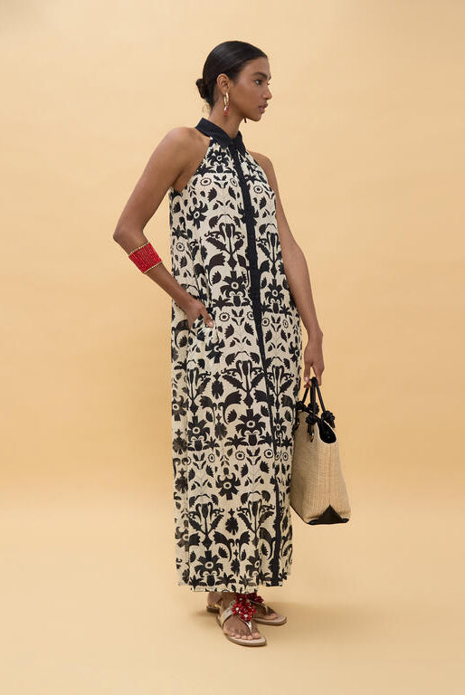 VESTIDO LOLA CASADEMUNT ESTAMPADO FLORAL CONTRASTE - Carla Valente