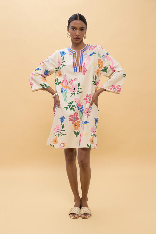 VESTIDO LOLA CASADMUNT CURTO FLORES MULTICOLORIDAS - Carla Valente