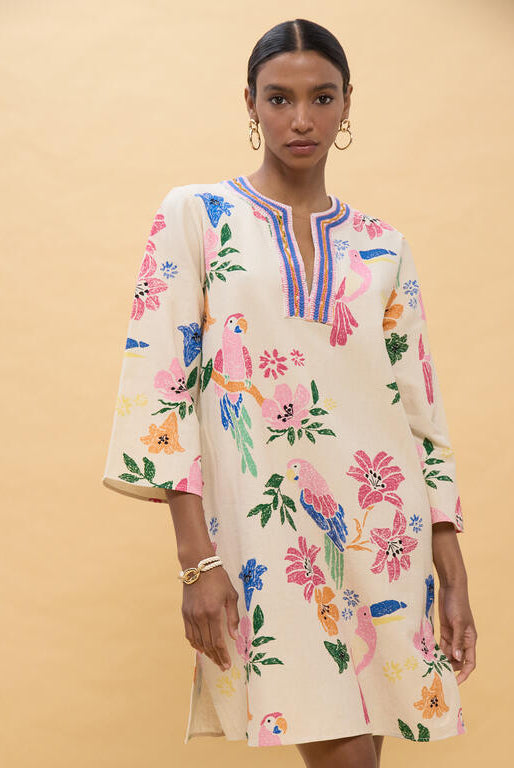 VESTIDO LOLA CASADMUNT CURTO FLORES MULTICOLORIDAS - Carla Valente