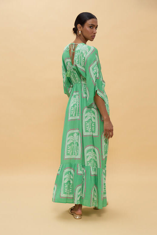 VESTIDO LOLA CASADEMUNT LONGO MANGAS LARGAS ESTAMPA THAI - Carla Valente