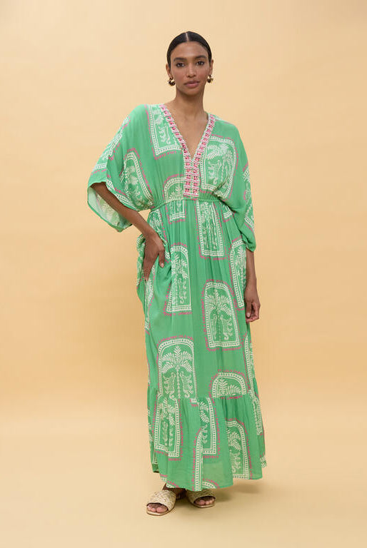 VESTIDO LOLA CASADEMUNT LONGO MANGAS LARGAS ESTAMPA THAI - Carla Valente