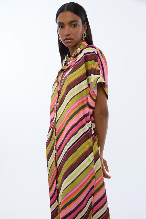 VESTIDO LOLA CASADMNT ACETINADO COM PADRÃO DE RISCA - Carla Valente