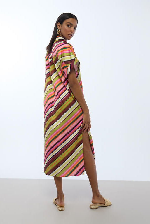 VESTIDO LOLA CASADMNT ACETINADO COM PADRÃO DE RISCA - Carla Valente